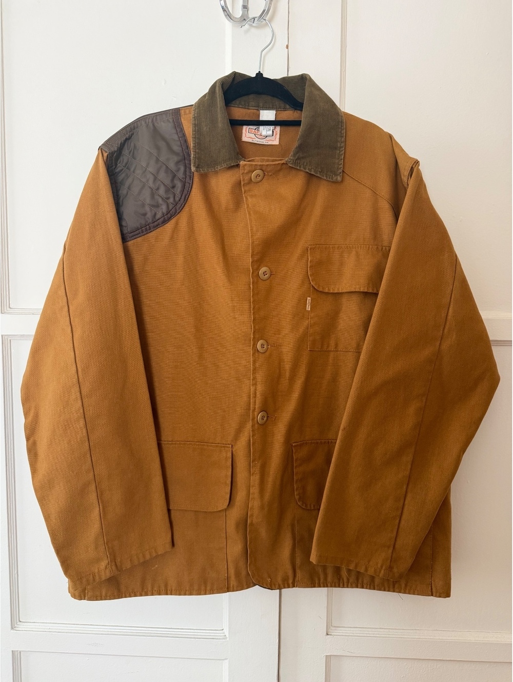 Vintage Saf-T-Back Hunting Field Jacket with Corduroy Collar, Size